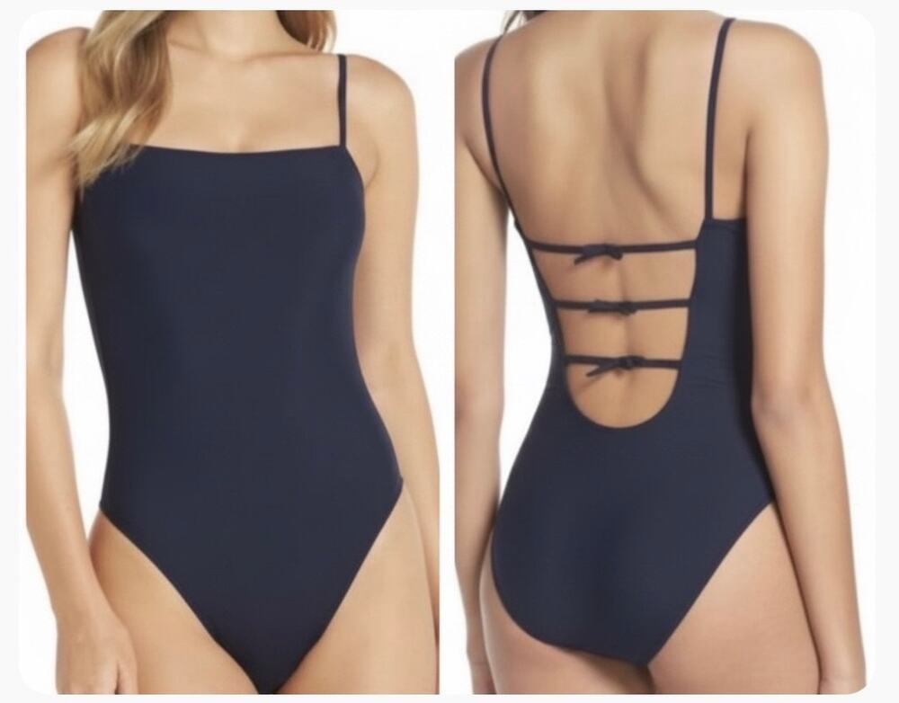 J.Crew Maggie Baby Bow Back One Piece Swimsuit Navy Size 16